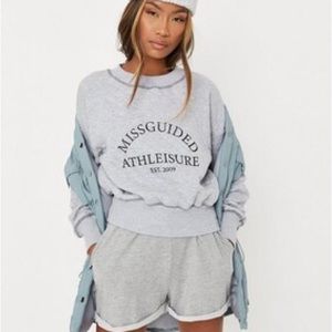MISSGUIDED Quilted Crop Sweatshirt